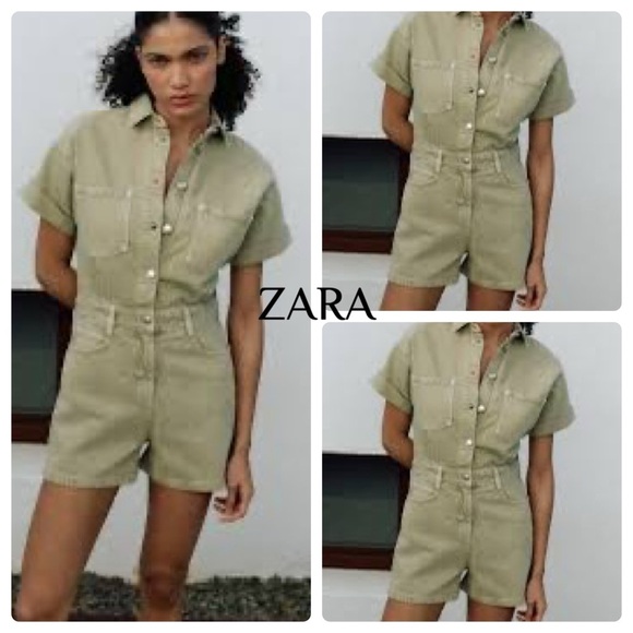 ZARA Z1975 SHORT DENIM JUMPSUIT - Picture 1 of 2
